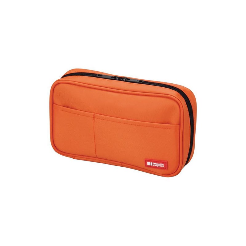 LIHIT LAB Large Capacity Zipper Pencil Case For School Office College, Big Capacity 4 Compartments Pencil Bag Holder Adults Teen Boys Girls, Travel Cosmetics Storage, Orange (A7551-4) - Image 1
